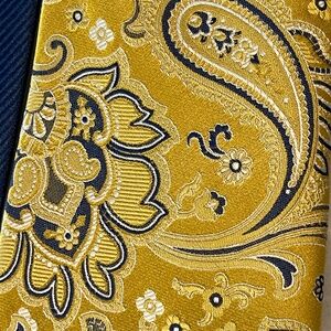 Tommy Hilfiger 100% Silk Tie- Gold /Navy Blue & Silver